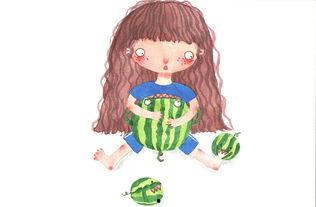 夏天吃瓜小屁孩,小屁孩快乐吃瓜记